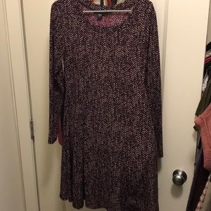 Plum patterned long sleeve dress